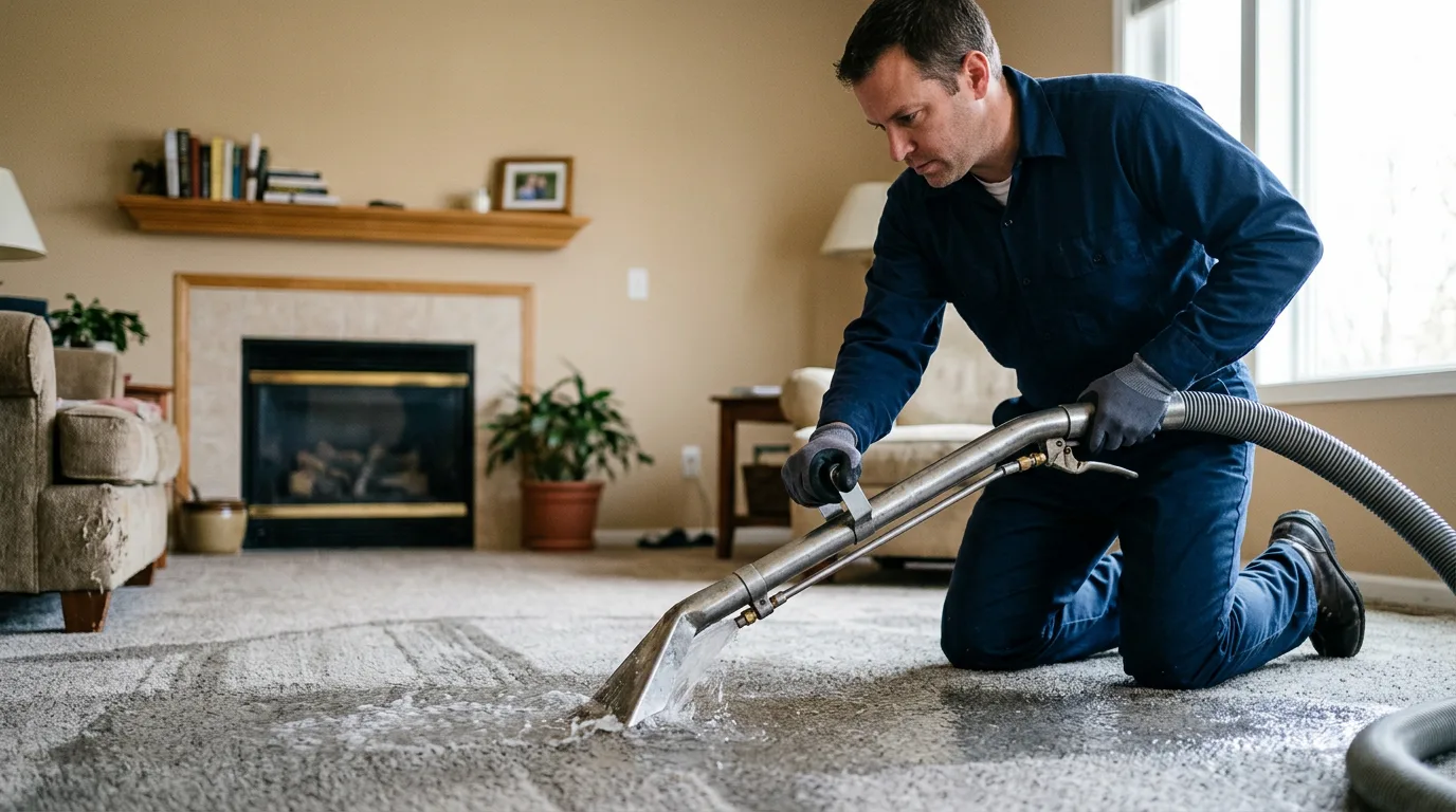 Water damage restoration technician working near Woodland Hills, CA